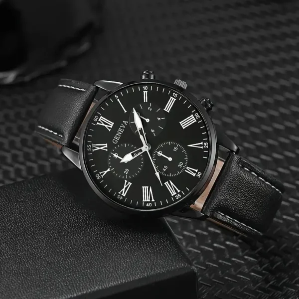 Reloj negro con números romanos