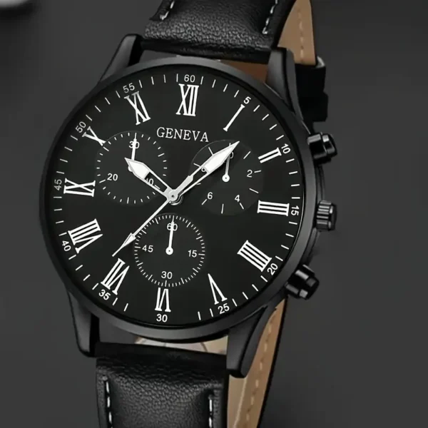 Reloj negro con números romanos
